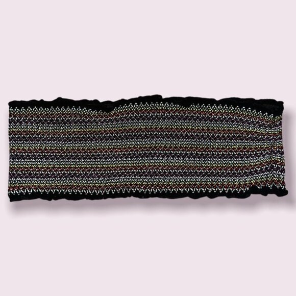 Urban Outfitters Scrunchy Bandeau Black Colorful Womens Size Medium - Picture 1 of 4